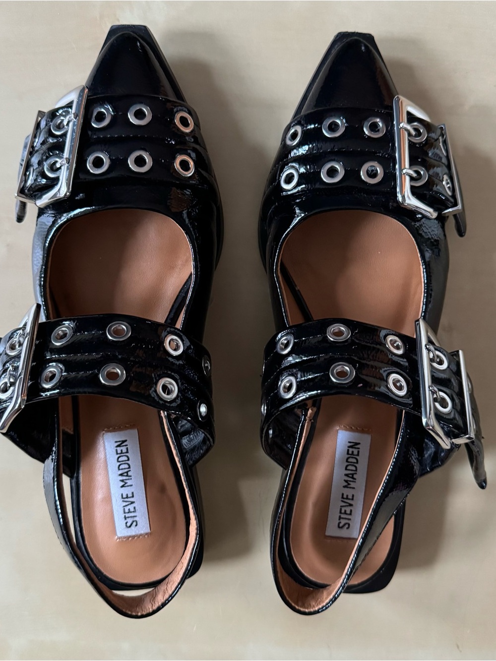 Steve Madden Graya Buckle Pointed Toe Slingback Mule Black Size 7.5